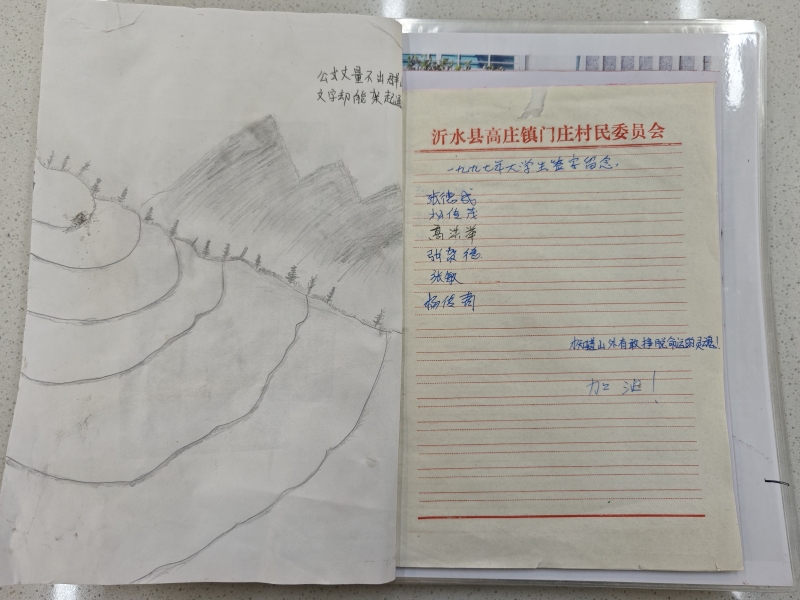鄉(xiāng)村書房里那本《門莊歷年學(xué)生合集》扉頁已經(jīng)泛黃。沂水縣委宣傳部供圖